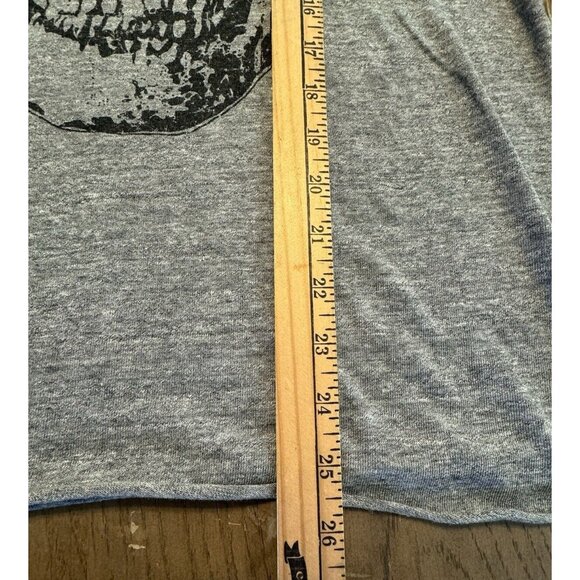 Cha Sor Women Medium Skeleton Gray Black Cold Shoulder T shirt Tee Raw Hem - Picture 4 of 6